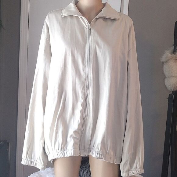 Vintage Haband Men's Size Large Solid Cream Full Zip Jacket with Pockets - Picture 16 of 16